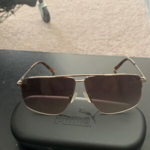 Puma Gold Frame Sunglasses with Black Lenses